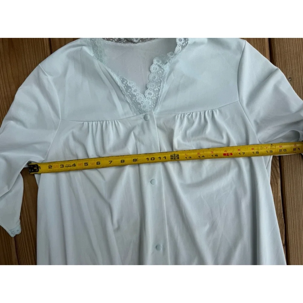 3 Vintage Shadowline Embroidered Robes Peignoir Medium Button Front Nylon